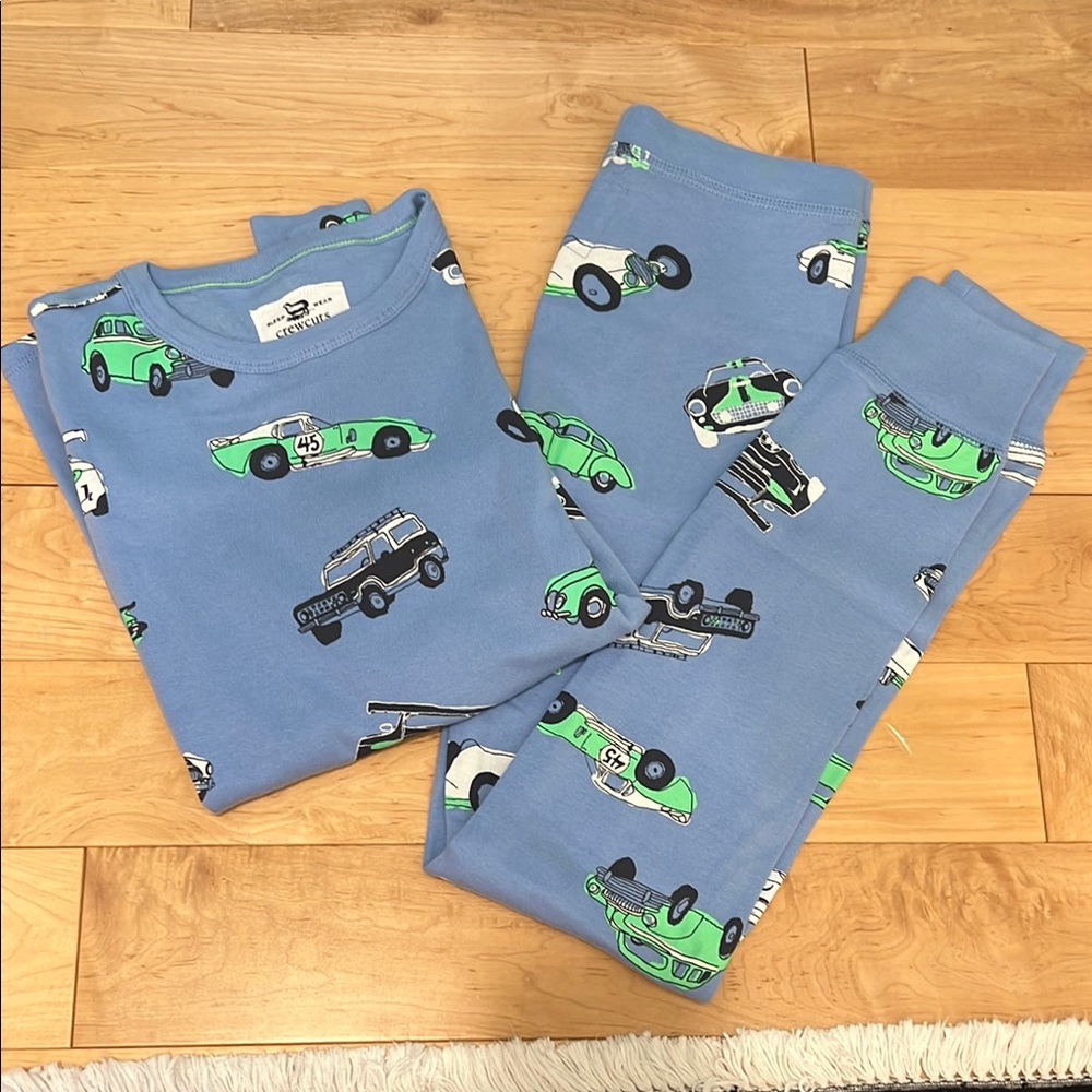 Crewcuts Blue and Green Pajama Sets with Monster Truck Print